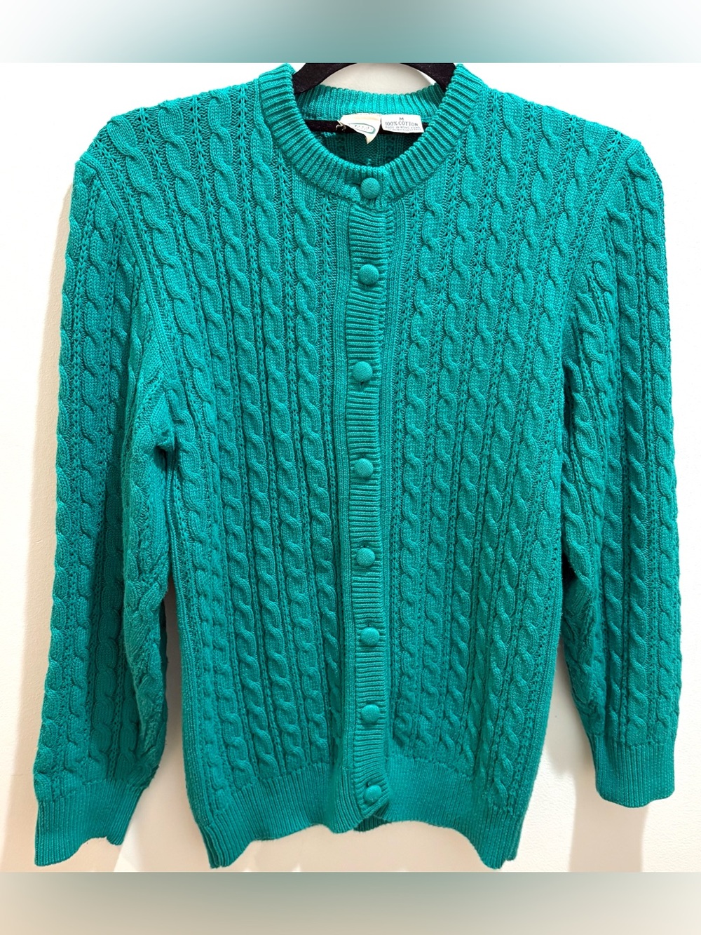Vintage 80’s J. Jill Cardigan Women's Medium Emerald Green Knit Button Down